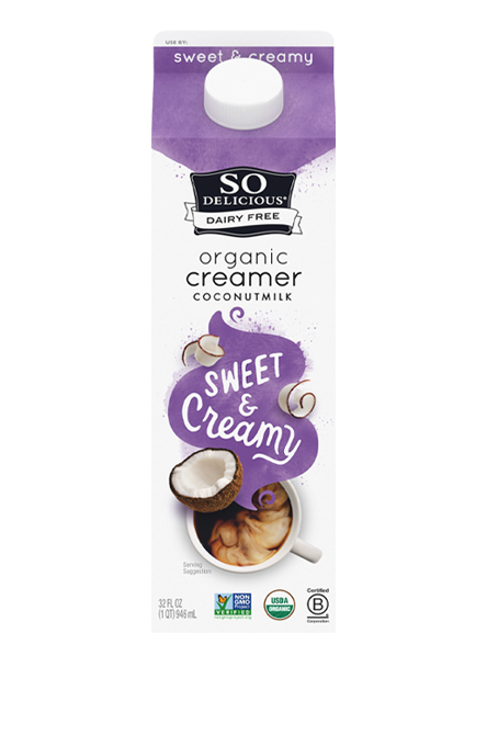 So Delicious Dairy-Free sweet and creamy creamer in 32oz.